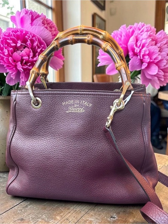Gucci Handbags - ❌ SOLD! Gucci Plum/Burgundy Leather Satchel with Bamboo Handles